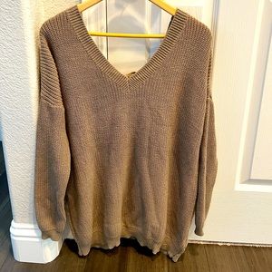 Oversized Drop Sweater Tie Back
